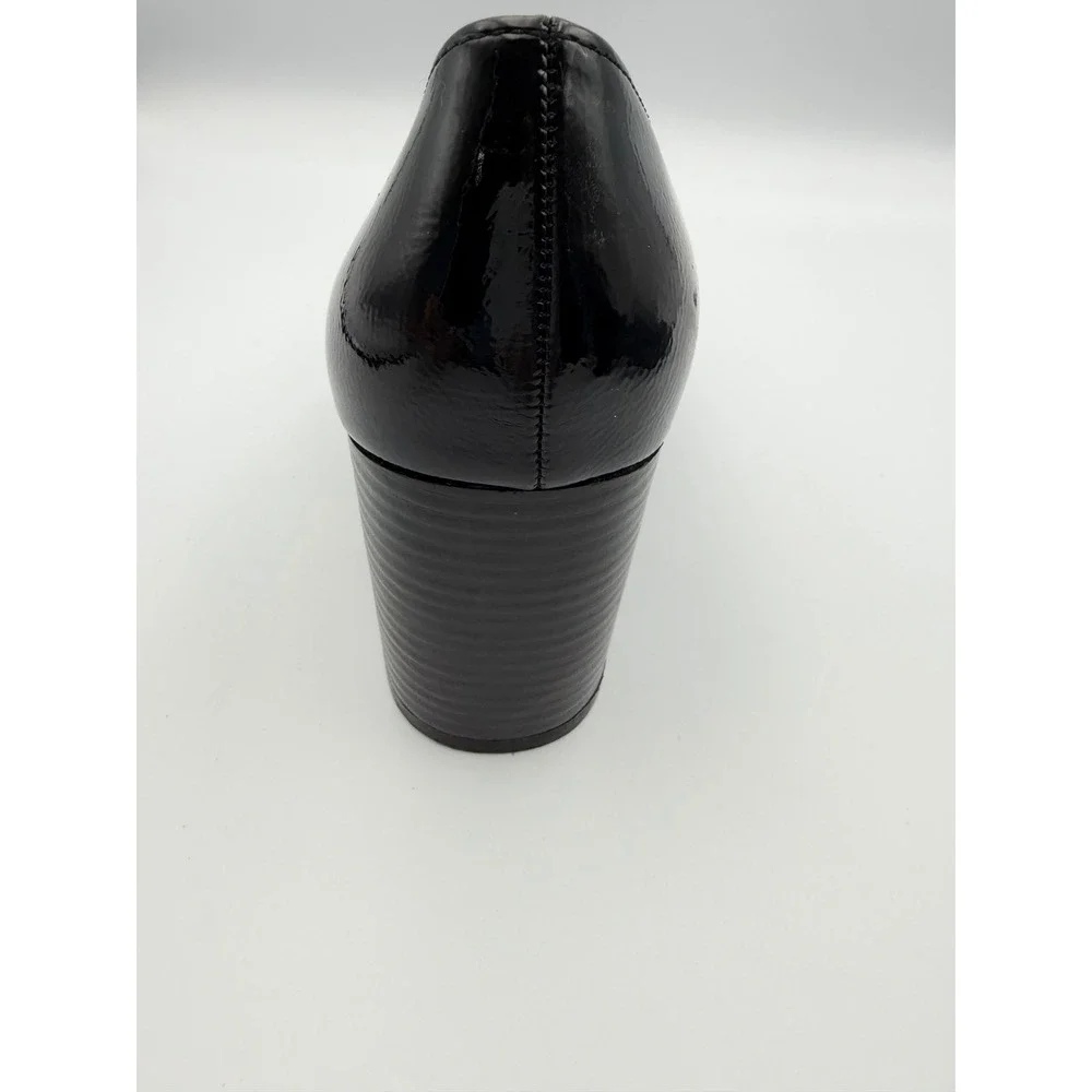 Kenneth Cole Reaction Womens Black Patent Block Heel Penny Loafers Square Toe - Picture 6 of 12
